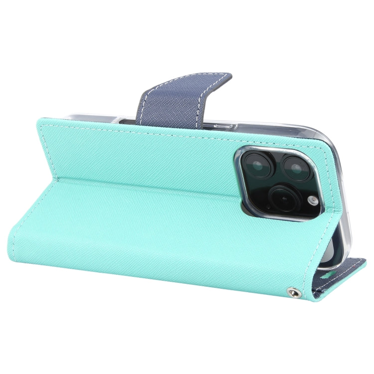 For iPhone 16 Pro GOOSPERY FANCY DIARY Cross Texture Leather Phone Case(Mint Green)