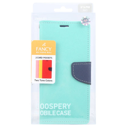 For iPhone 16 Pro GOOSPERY FANCY DIARY Cross Texture Leather Phone Case(Mint Green)