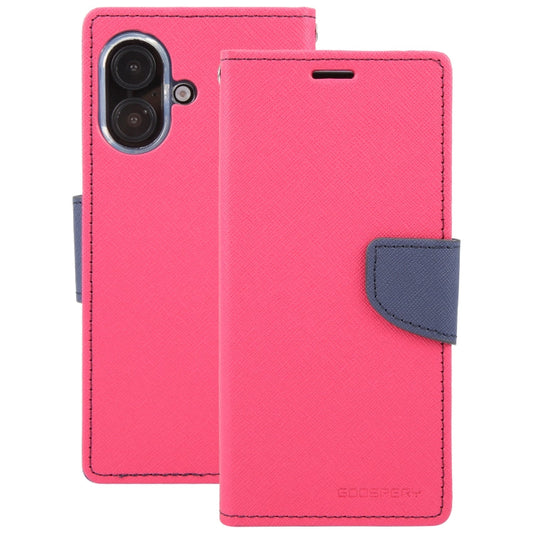 For iPhone 16 Plus GOOSPERY FANCY DIARY Cross Texture Leather Phone Case(Rose Red)