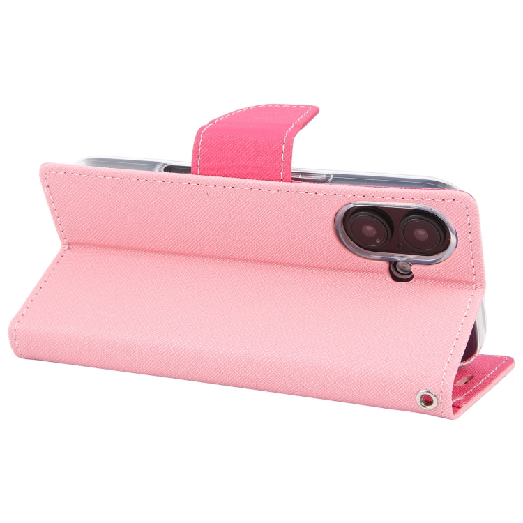 For iPhone 16 Plus GOOSPERY FANCY DIARY Cross Texture Leather Phone Case(Pink)