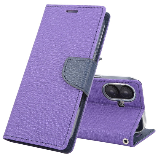 For iPhone 16 Plus GOOSPERY FANCY DIARY Cross Texture Leather Phone Case(Purple)