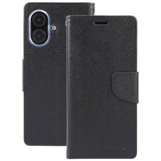 For iPhone 16 GOOSPERY FANCY DIARY Cross Texture Leather Phone Case(Black)