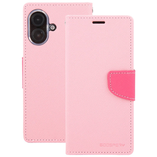 For iPhone 16 GOOSPERY FANCY DIARY Cross Texture Leather Phone Case(Pink)