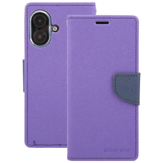 For iPhone 16 GOOSPERY FANCY DIARY Cross Texture Leather Phone Case(Purple)