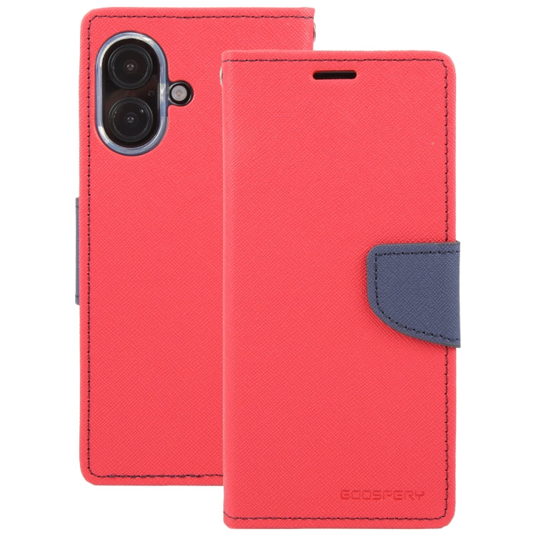 For iPhone 16 GOOSPERY FANCY DIARY Cross Texture Leather Phone Case(Red)
