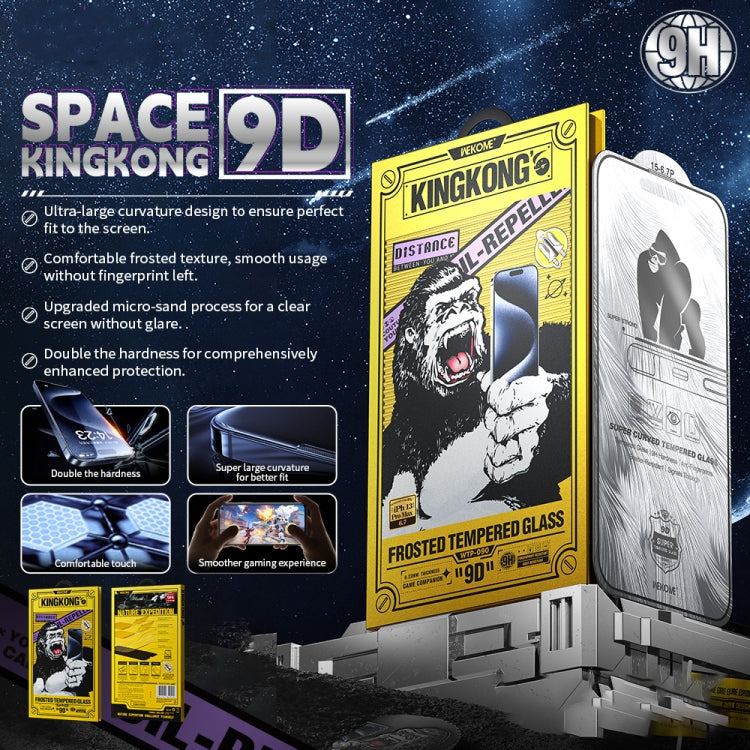 For iPhone 16 Plus / 15 Plus WK WTP-090 Space King Kong 9D Curved Frosted Tempered Glass Film