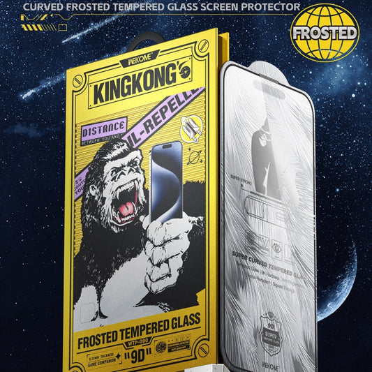 For iPhone 16 / 15 WK WTP-090 Space King Kong 9D Curved Frosted Tempered Glass Film