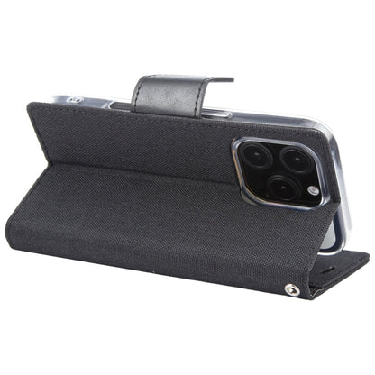For iPhone 16 Pro GOOSPERY CANVAS DIARY Fabric Texture Flip Leather Phone Case(Black)