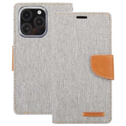 For iPhone 16 Pro GOOSPERY CANVAS DIARY Fabric Texture Flip Leather Phone Case(Grey)