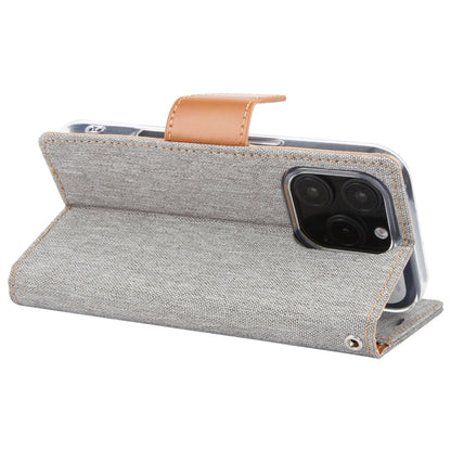 For iPhone 16 Pro GOOSPERY CANVAS DIARY Fabric Texture Flip Leather Phone Case(Grey)