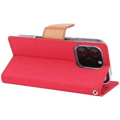 Pour iPhone 16 Pro GOOSPERY CANVAS DIARY Coque de téléphone en cuir à rabat texturé en tissu (Rouge)
