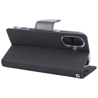 For iPhone 16 Plus GOOSPERY CANVAS DIARY Fabric Texture Flip Leather Phone Case(Black)