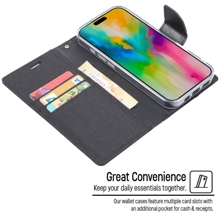 For iPhone 16 Pro GOOSPERY CANVAS DIARY Fabric Texture Flip Leather Phone Case(Navy Blue)