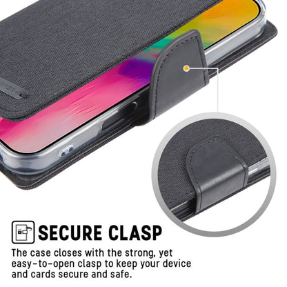 For iPhone 16 GOOSPERY CANVAS DIARY Fabric Texture Flip Leather Phone Case(Black)
