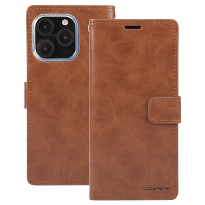 For iPhone 16 Pro Max GOOSPERY BLUE MOON Crazy Horse Texture Leather Phone Case(Brown)