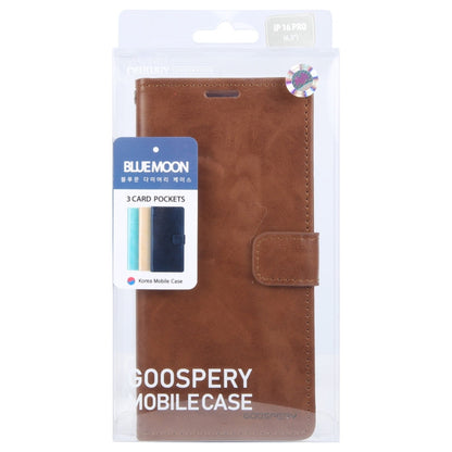 For iPhone 16 Pro Max GOOSPERY BLUE MOON Crazy Horse Texture Leather Phone Case(Brown)