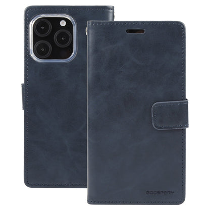 For iPhone 16 Pro GOOSPERY BLUE MOON Crazy Horse Texture Leather Phone Case(Dark Blue)