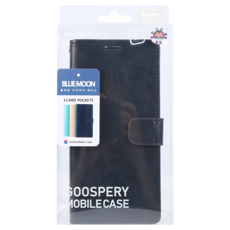 For iPhone 16 Pro GOOSPERY BLUE MOON Crazy Horse Texture Leather Phone Case(Dark Blue)