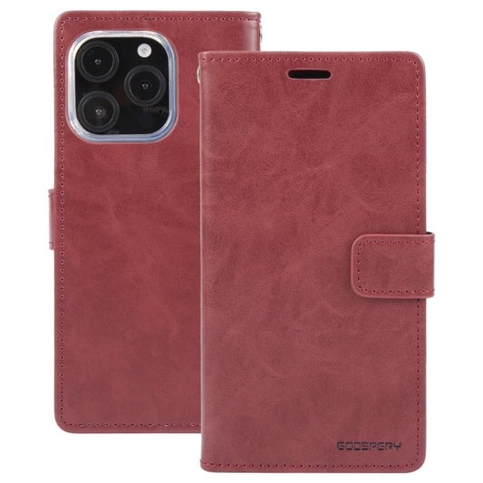 For iPhone 16 Pro GOOSPERY BLUE MOON Crazy Horse Texture Leather Phone Case(Wine Red)