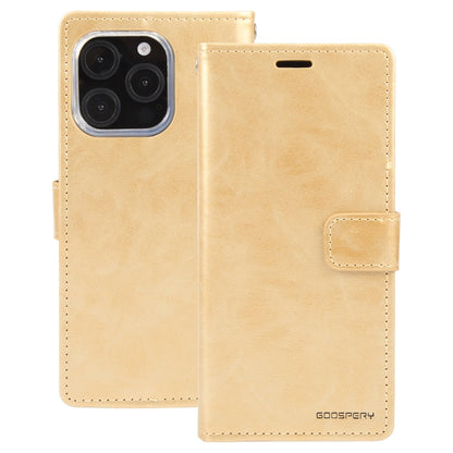For iPhone 16 Pro GOOSPERY BLUE MOON Crazy Horse Texture Leather Phone Case(Gold)