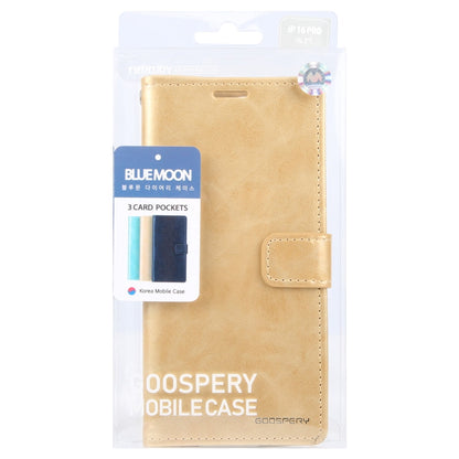 For iPhone 16 Pro GOOSPERY BLUE MOON Crazy Horse Texture Leather Phone Case(Gold)