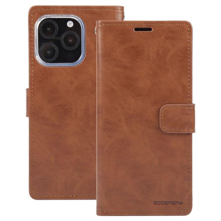 For iPhone 16 Pro GOOSPERY BLUE MOON Crazy Horse Texture Leather Phone Case(Brown)