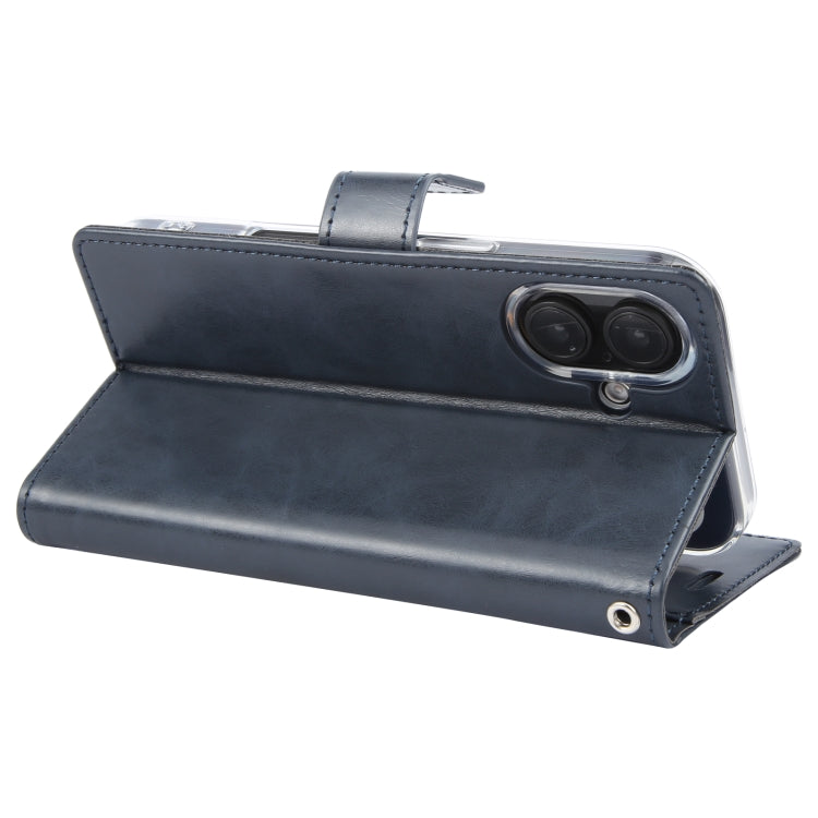 For iPhone 16 Plus GOOSPERY BLUE MOON Crazy Horse Texture Leather Phone Case(Dark Blue)