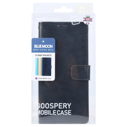 For iPhone 16 Plus GOOSPERY BLUE MOON Crazy Horse Texture Leather Phone Case(Dark Blue)