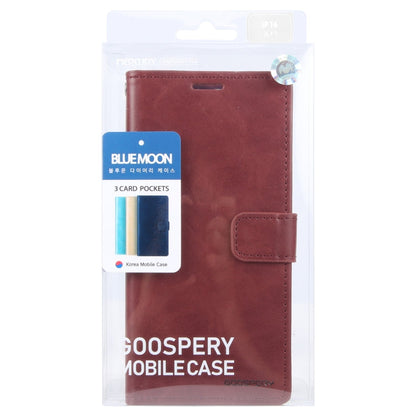 For iPhone 16 Plus GOOSPERY BLUE MOON Crazy Horse Texture Leather Phone Case(Wine Red)