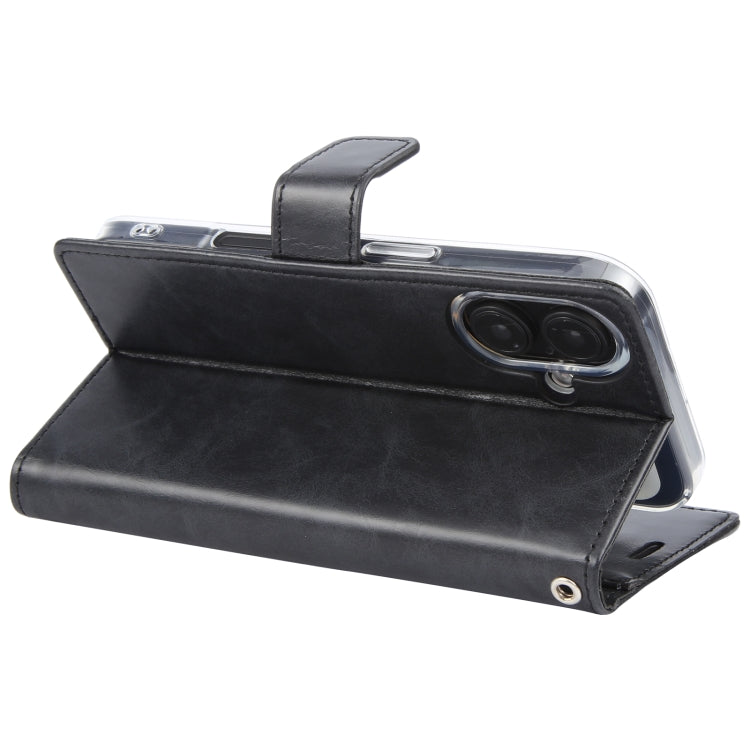 For iPhone 16 GOOSPERY BLUE MOON Crazy Horse Texture Leather Phone Case(Black)