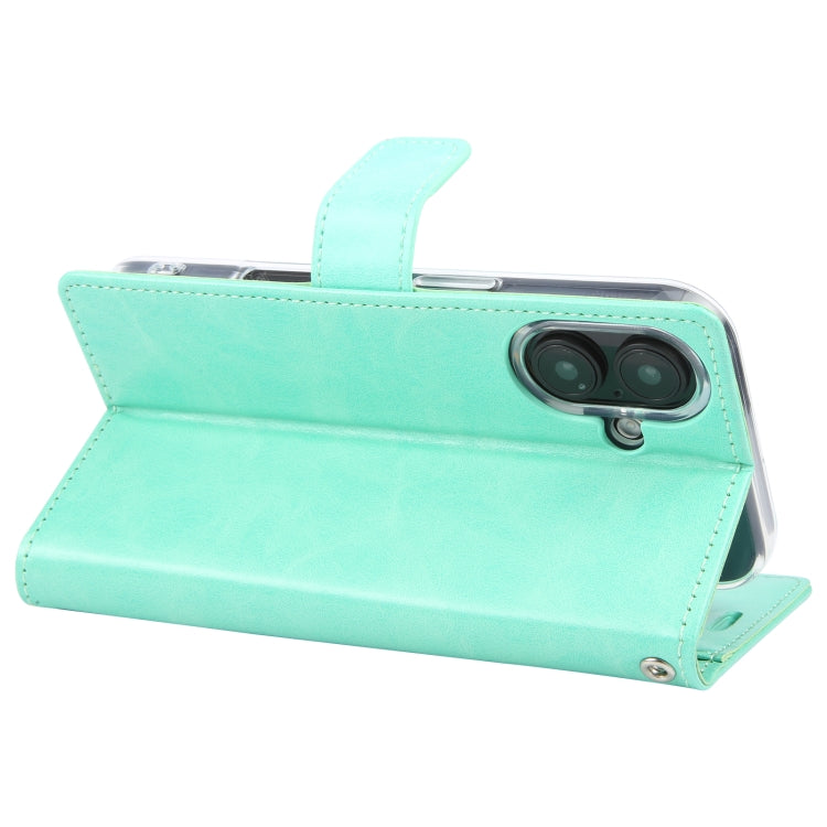 For iPhone 16 GOOSPERY BLUE MOON Crazy Horse Texture Leather Phone Case(Mint Green)