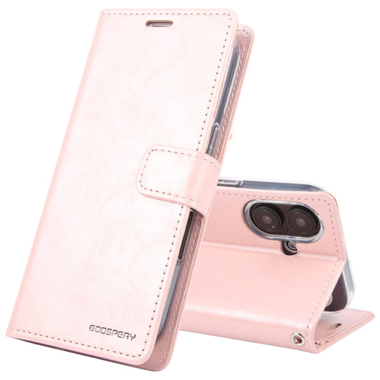 For iPhone 16 GOOSPERY BLUE MOON Crazy Horse Texture Leather Phone Case(Rose Gold)