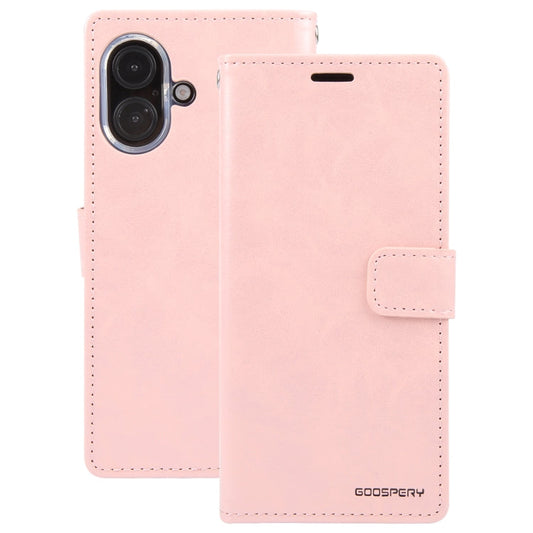For iPhone 16 GOOSPERY BLUE MOON Crazy Horse Texture Leather Phone Case(Rose Gold)