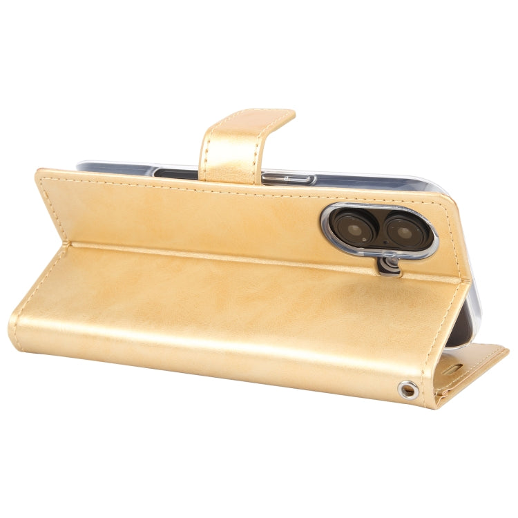 For iPhone 16 GOOSPERY BLUE MOON Crazy Horse Texture Leather Phone Case(Gold)