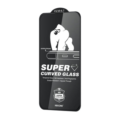 Pour iPhone 16 Plus / 15 Plus WK WTP-091 King Kong Film en Verre Trempé Incurvé 6D HD