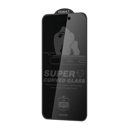 For iPhone 16 Plus / 15 Plus WK WTP-092 King Kong 6D Curved 28 Degree Privacy Tempered Glass Film