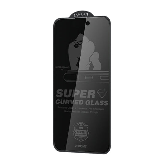 For iPhone 16 Plus / 15 Plus WK WTP-092 King Kong 6D Curved 28 Degree Privacy Tempered Glass Film