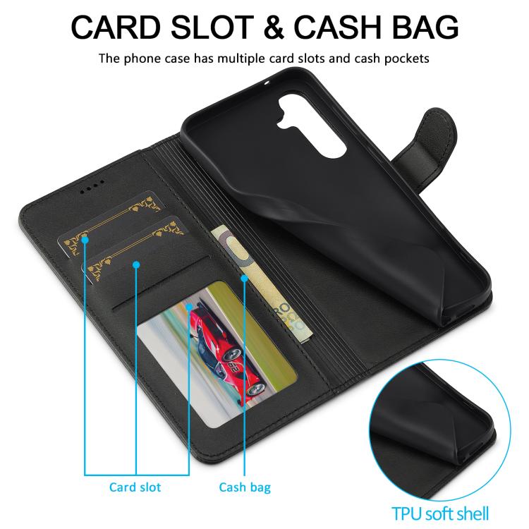 For Samsung Galaxy A36 5G LC.IMEEKE Calf Texture Leather Phone Case(Black)