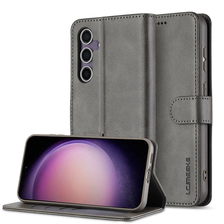 For Samsung Galaxy A26 5G LC.IMEEKE Calf Texture Leather Phone Case(Grey)