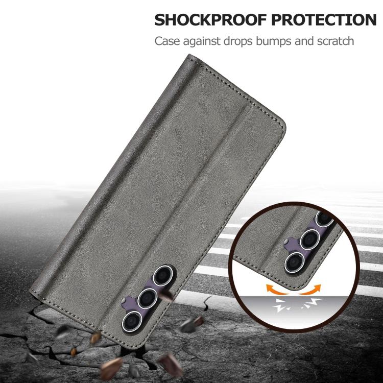 For Samsung Galaxy A26 5G LC.IMEEKE Calf Texture Leather Phone Case(Grey)