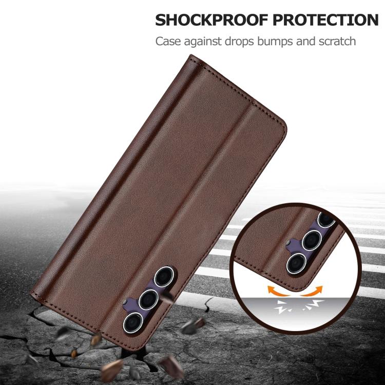 For Samsung Galaxy A26 5G LC.IMEEKE Calf Texture Leather Phone Case(Coffee)