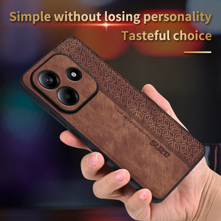 For Redmi Note 14 5G AZNS 3D Embossed Skin Feel Phone Case(Brown)