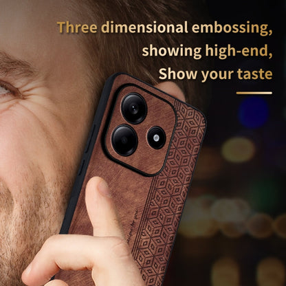 For Redmi Note 14 5G AZNS 3D Embossed Skin Feel Phone Case(Brown)