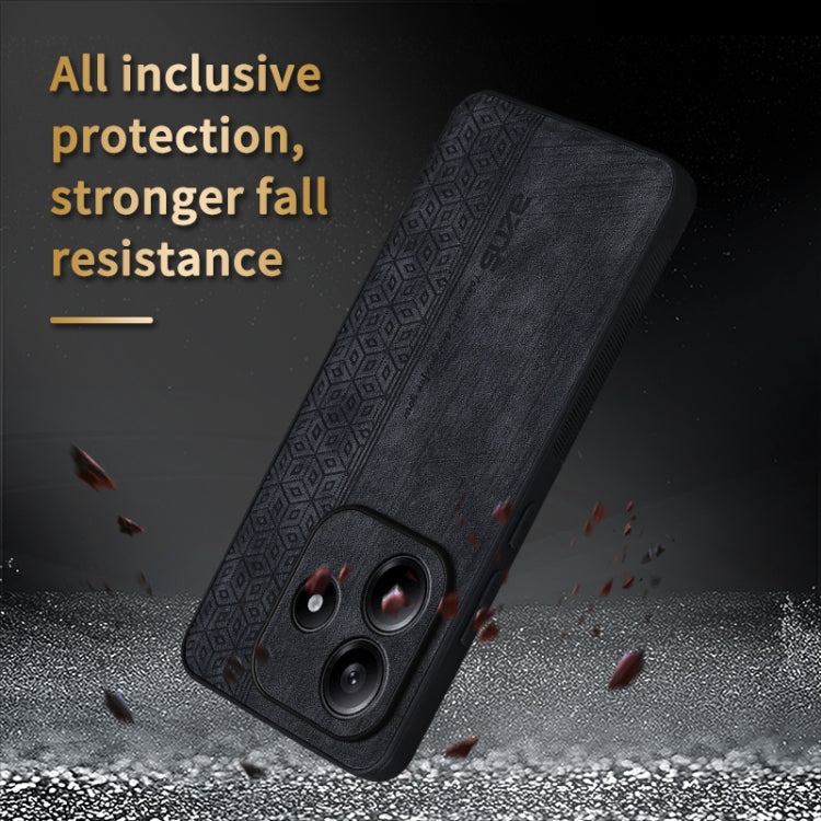 For Redmi Note 14 5G AZNS 3D Embossed Skin Feel Phone Case(Brown)