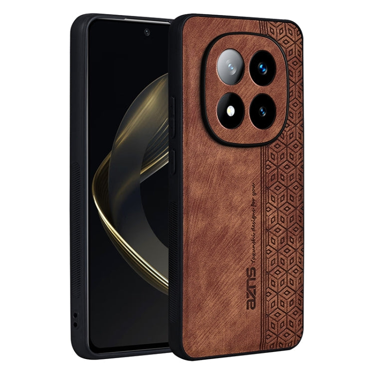 For Redmi Note 14 Pro 5G AZNS 3D Embossed Skin Feel Phone Case(Brown)