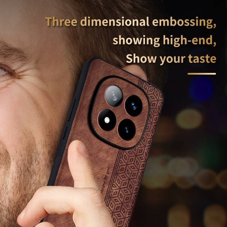 For Redmi Note 14 Pro 5G AZNS 3D Embossed Skin Feel Phone Case(Brown)