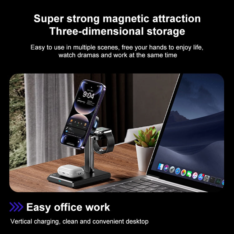 WK WP-U176 15W 4 in 1 Magnetic Cooling Wireless Charging Holder(Black)