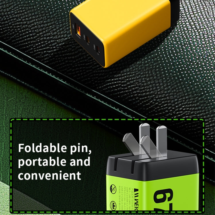 WK WP-U157 Chargeur rapide GaN USB 67 W USB-C / Type-Cx2, Type de prise : prise européenne (vert)