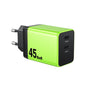 Chargeur rapide GaN WK WP-U33 45W USB-C / Type-Cx2, type de prise : prise UE (vert)