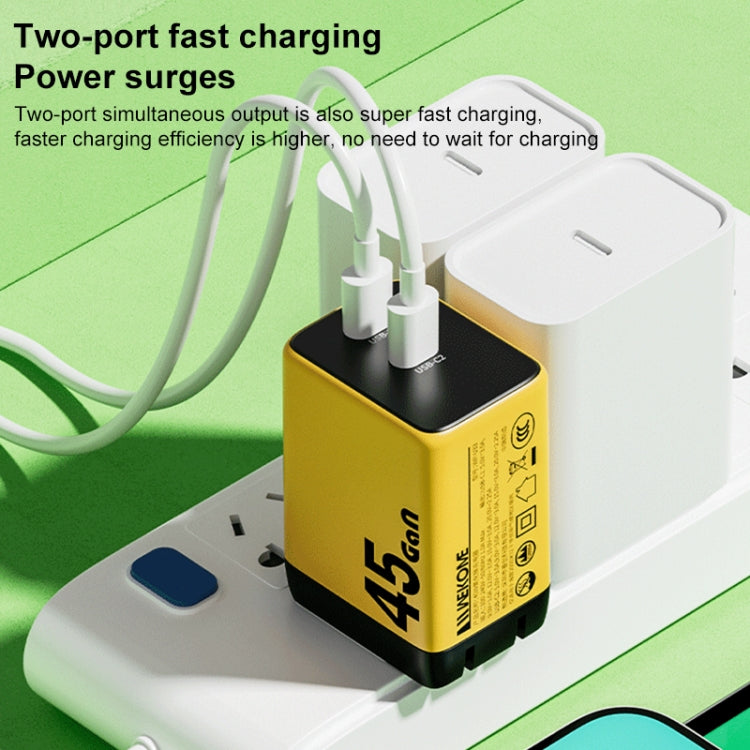 Chargeur rapide GaN WK WP-U33 45W USB-C / Type-Cx2, type de prise : prise UE (vert)